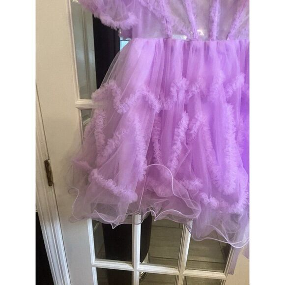 Fairy Dress Womens Small Purple Corset Sexy Sheer Tulle Princess WhimsiGoth - Picture 2 of 9